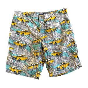 Vilebrequin Men's Sz XXL Moorea NYC Taxi Print Map Swim Trunks With Pockets